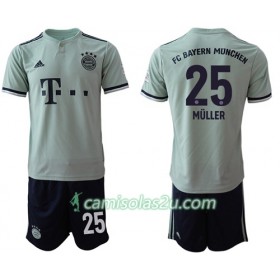 Camisolas de Futebol FC Bayern München Muller 25 Criança Equipamento Alternativa 2018/19 Manga Curta